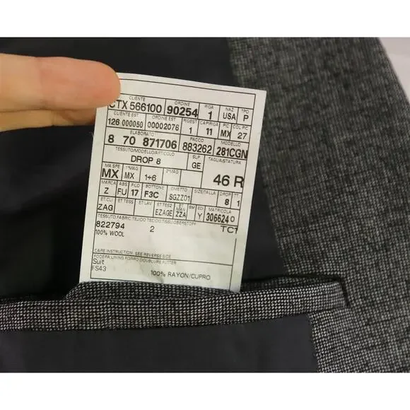 Richard James Gray/Black Tic Woven 2-Btn Slim Fit Wool Suit 36S - Picture 9 of 10